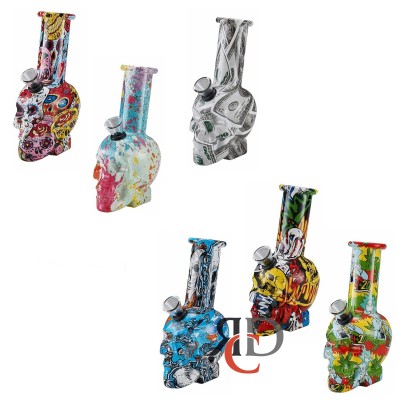 WATER PIPE HIPSTER BEAKER SKULL W/ GRAFFITI WP152N 1CT